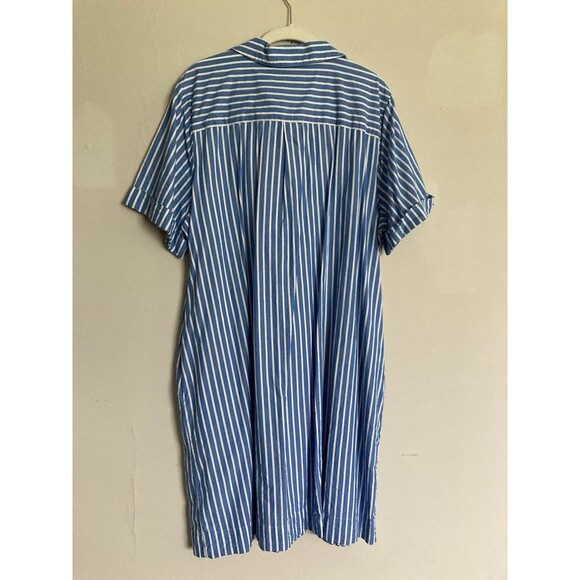 Old Navy 2024 Shirtdress Striped XL TALL Blue White Cotton Short Sleeve - Picture 8 of 8